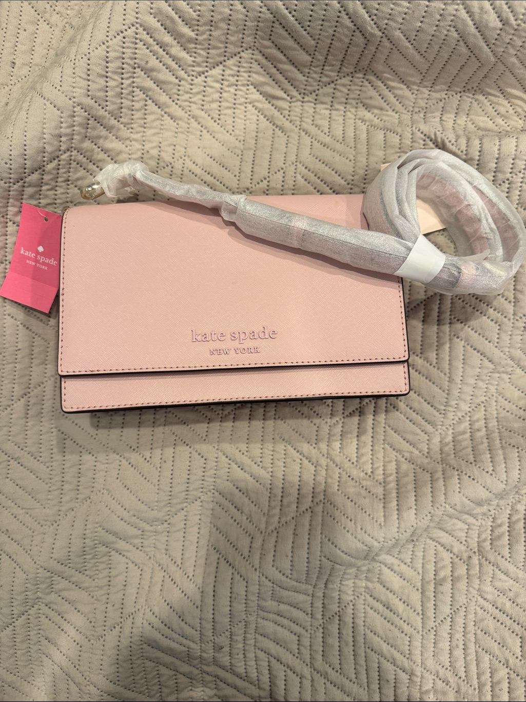 Kate Spade Blush Pink Leather Flap Crossbody Bag